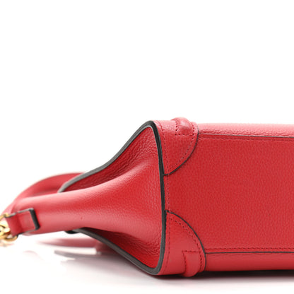 Celine Drummed Calfskin Nano Luggage Red 8 of 12