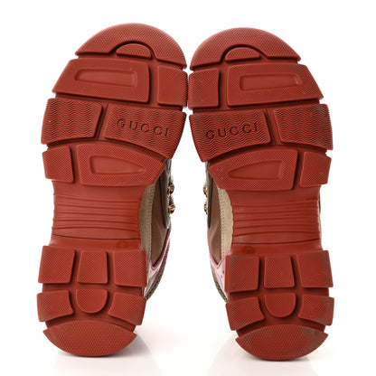 Gucci X SEGA Mesh Canvas Calfskin Womens Flashtrek Sneakers 40 Military Oatmeal 5 of 10