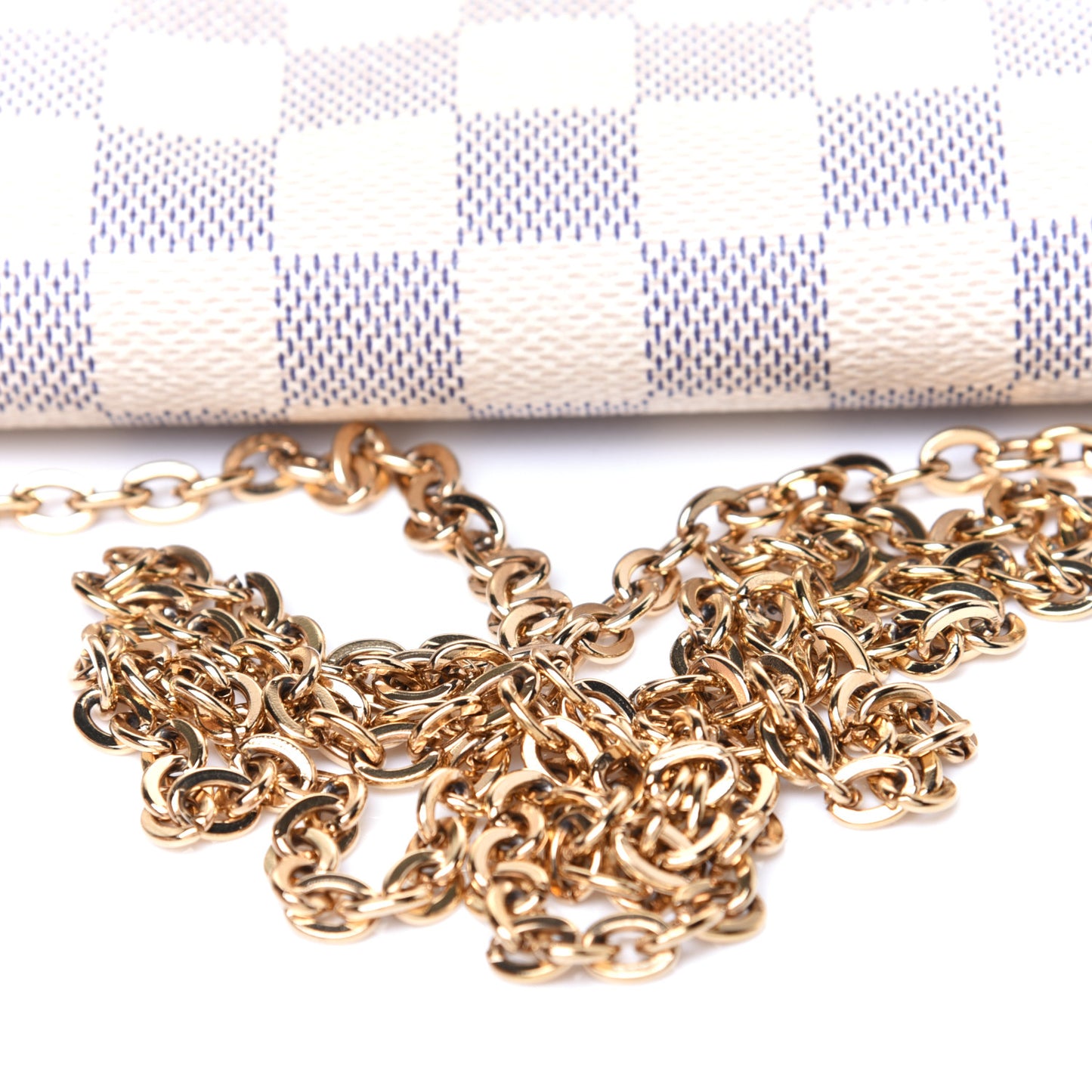 Damier Azur Pochette Felicie Chain Wallet Rose Ballerine