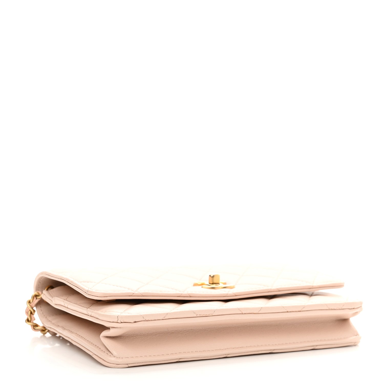 Chanel Lambskin Quilted CC Pearl Crush Wallet on Chain WOC Beige 4 of 12