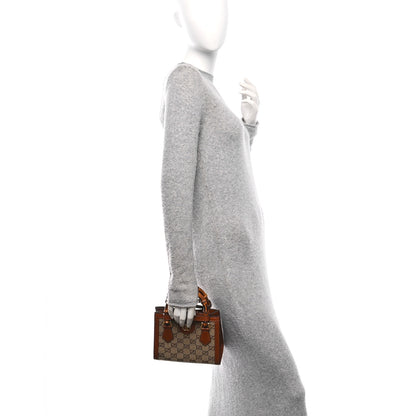 Gucci New Canvas Charisma Calfskin Crystal GG Monogram Mini Diana Tote Bag Camel Ebony 2 of 10