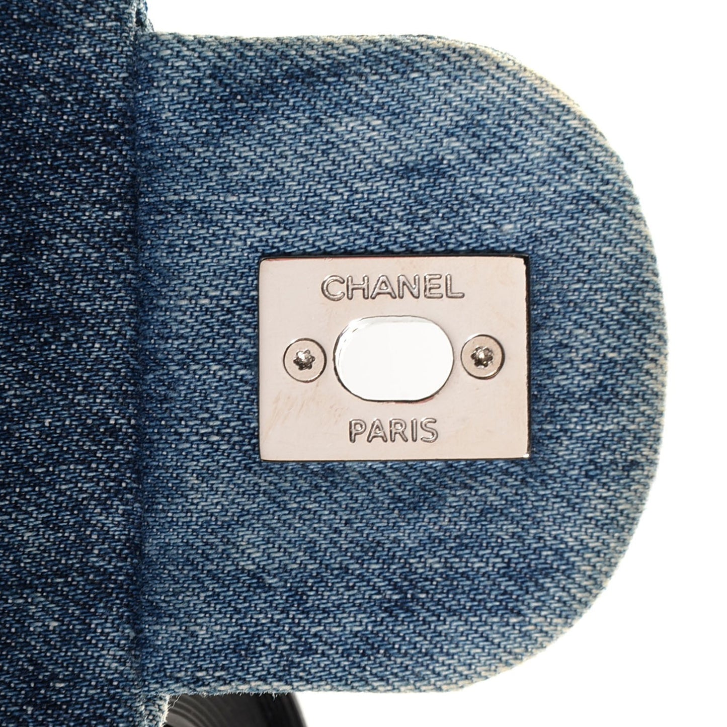 Denim Quilted Camellia Embroidered Large Flap Blue