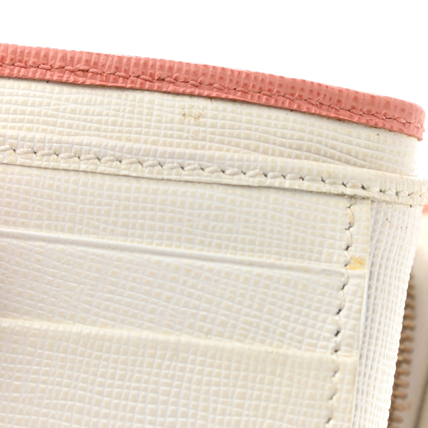 Vitello Elite Bi-Color Compact Wallet Pesca White