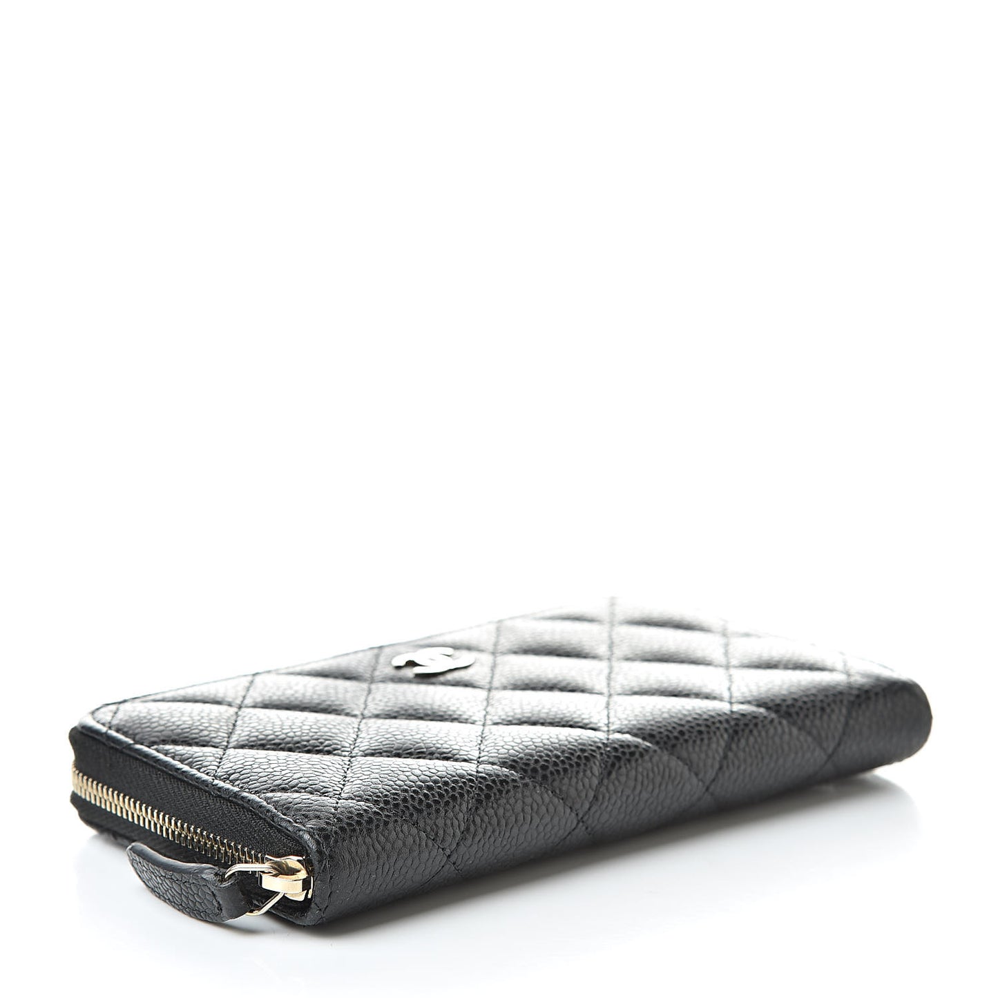 Caviar Quilted Small Zip Around Wallet Black