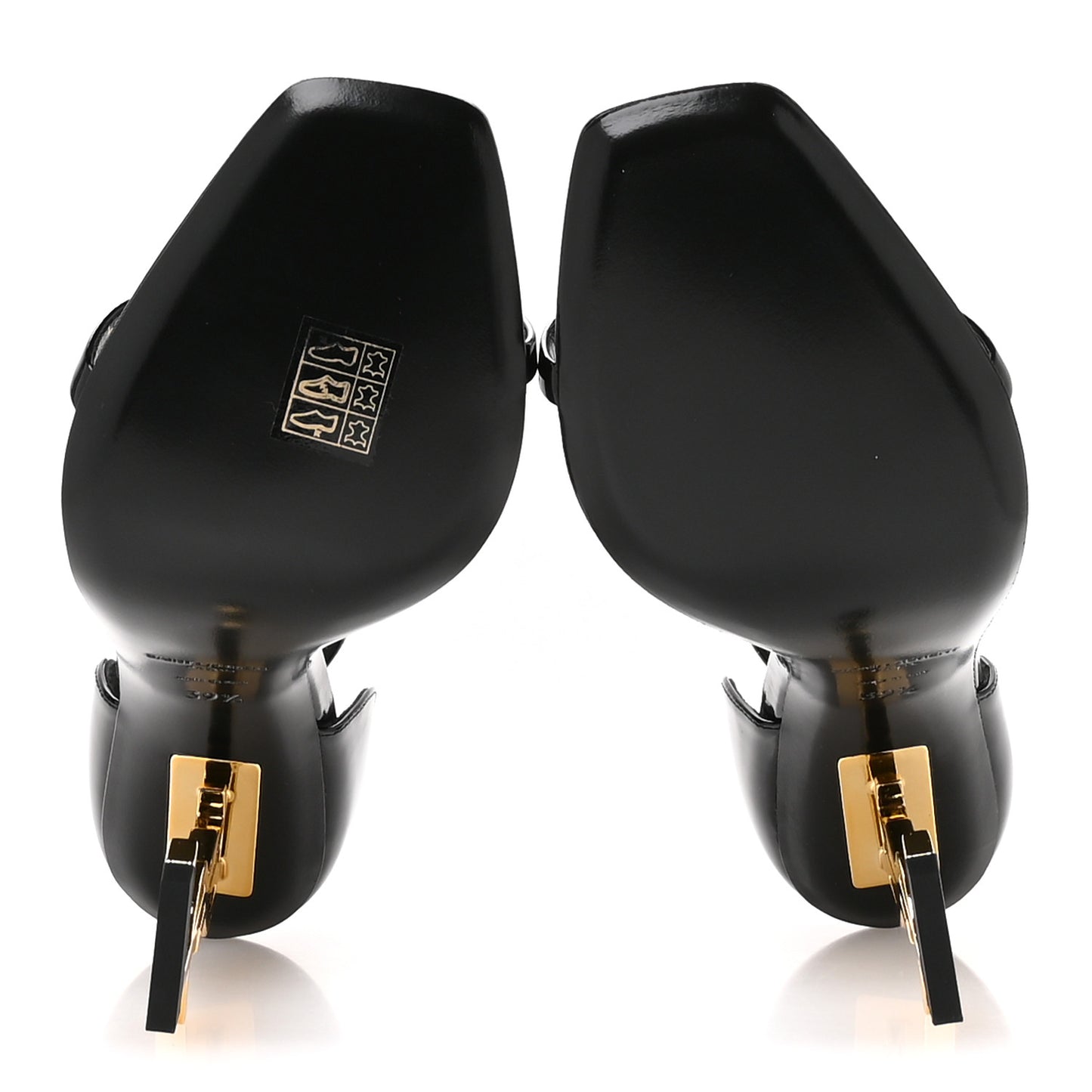 Patent Calfskin Opyum 110 Sandals 39.5 Black Gold