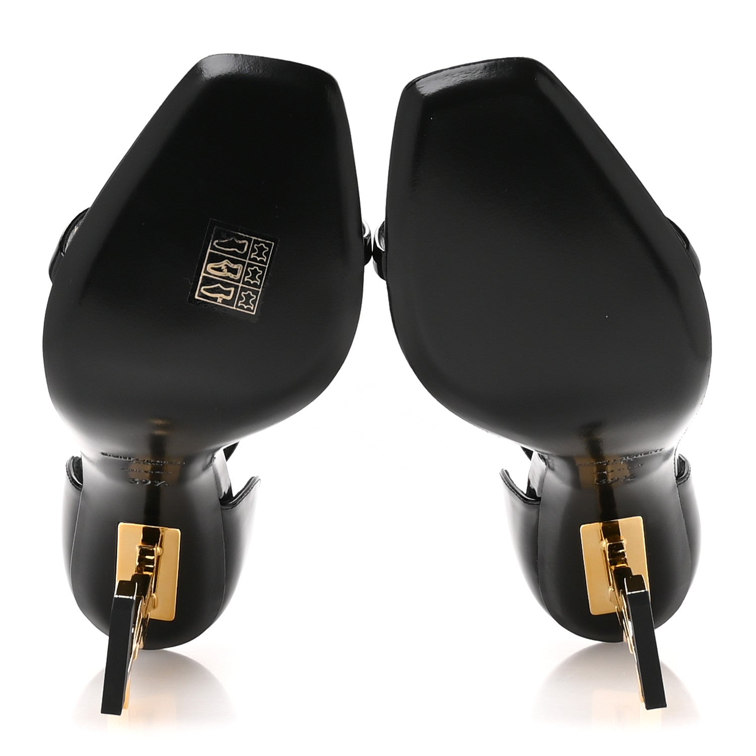 Saint Laurent Patent Calfskin Opyum 110 Sandals 39.5 Black Gold 6 of 9
