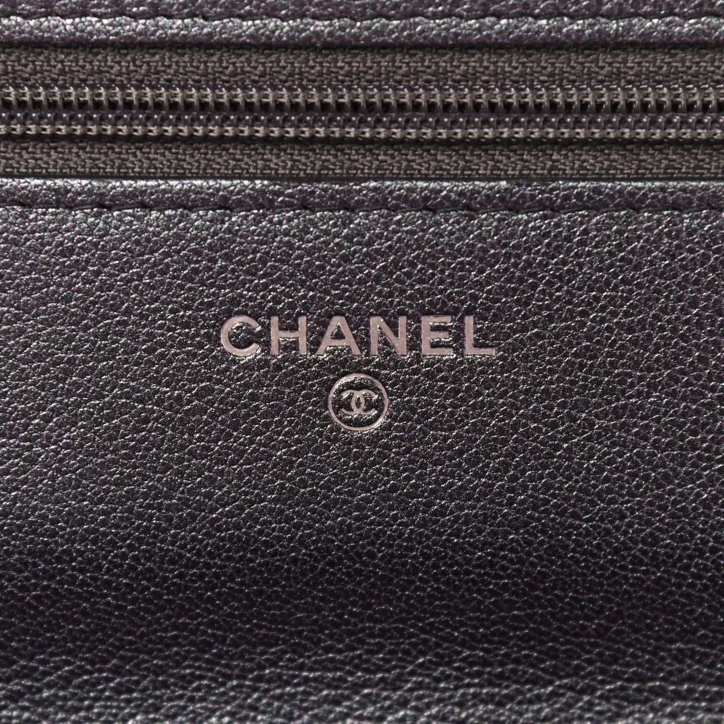 Iridescent Goatskin Quilted Wallet On Chain WOC Purp
