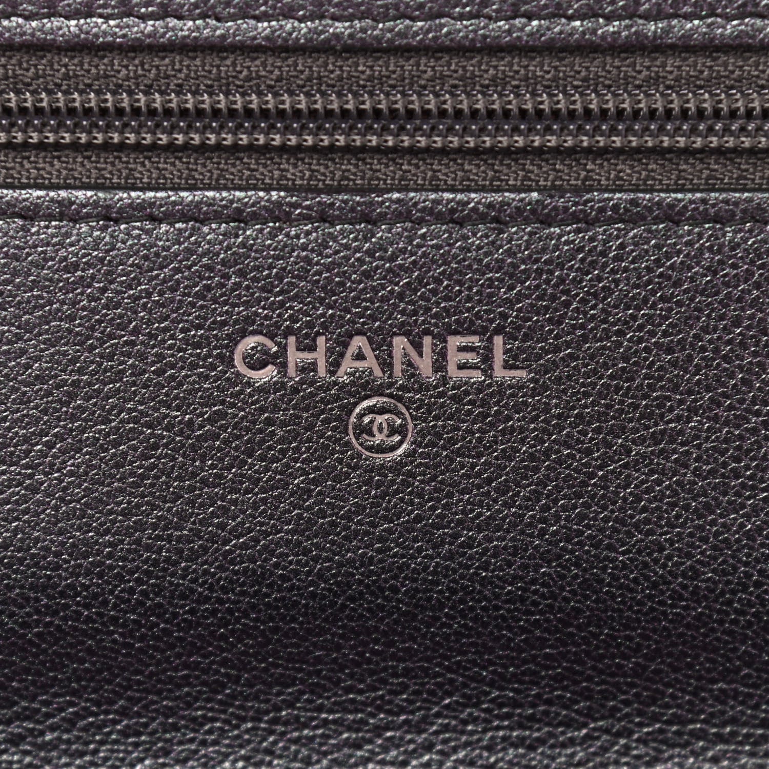 Chanel Iridescent Goatskin Quilted Wallet On Chain WOC Purp 5 of 9