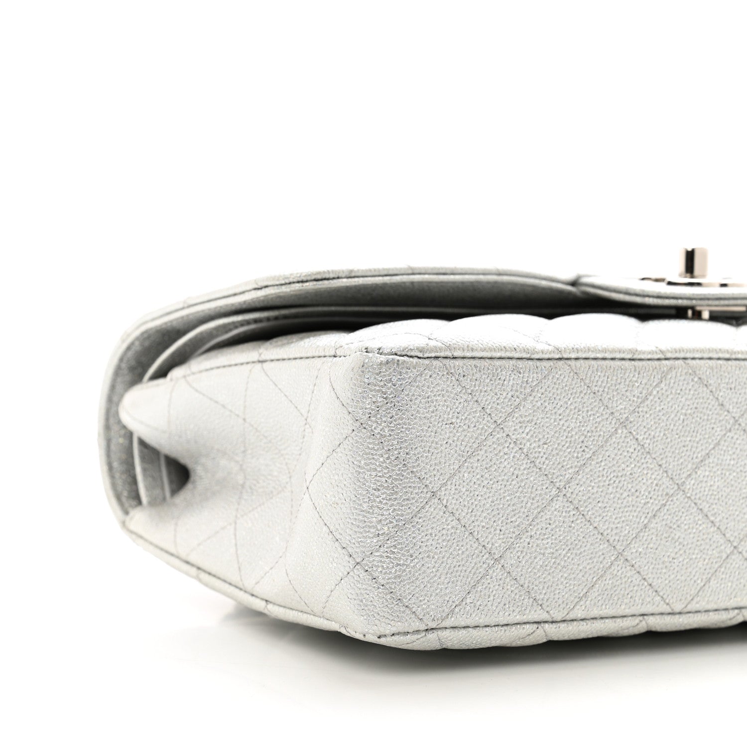 Chanel Glittered Metallic Caviar Quilted Medium Double Flap Silver 9 of 11