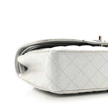 Chanel Glittered Metallic Caviar Quilted Medium Double Flap Silver 9 of 11