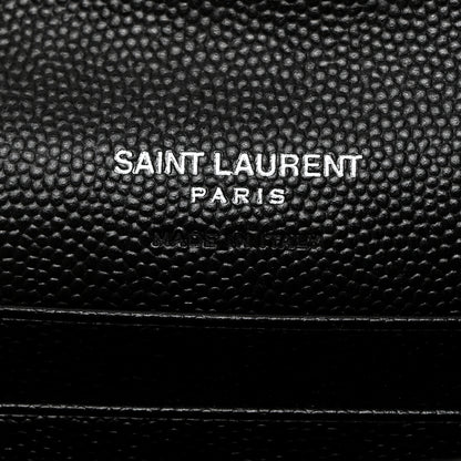 Saint Laurent Grain De Poudre Matelasse Chevron Small Monogram Envelope Wallet Black 5 of 7