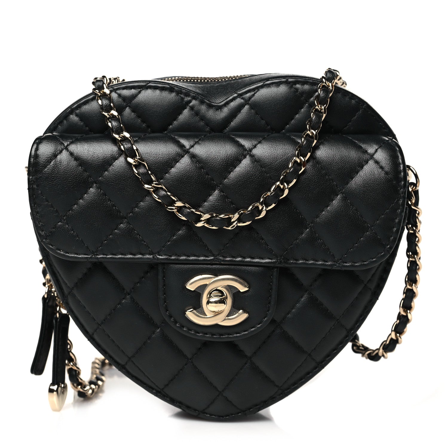 Chanel Lambskin Quilted CC In Love Heart Bag Black 1 of 9