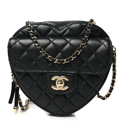 Chanel Lambskin Quilted CC In Love Heart Bag Black 1 of 9