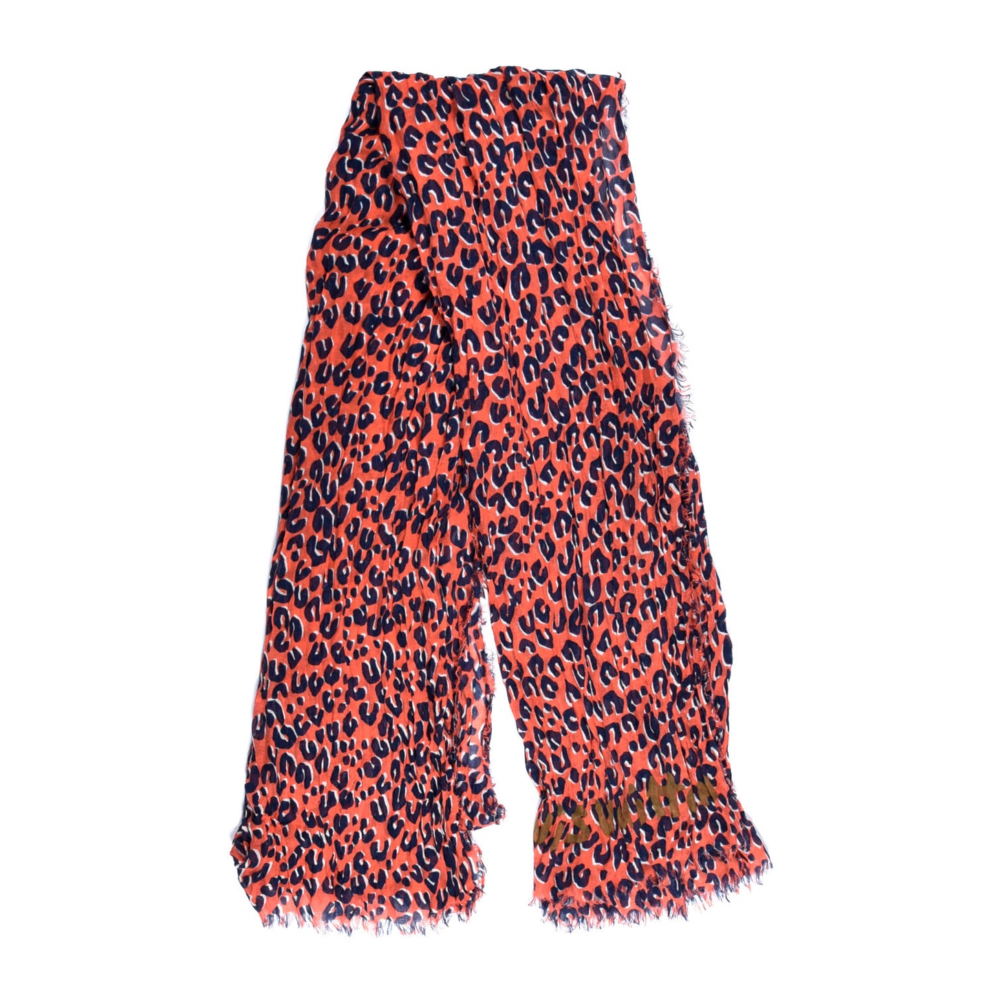 Cashmere Silk Leopard Etole Stole Blue Multicolor