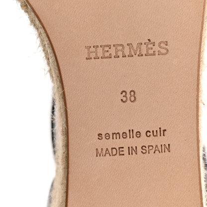 Hermes Goatskin Elda Espadrille Wedge Sandals 38 Black 7 of 9