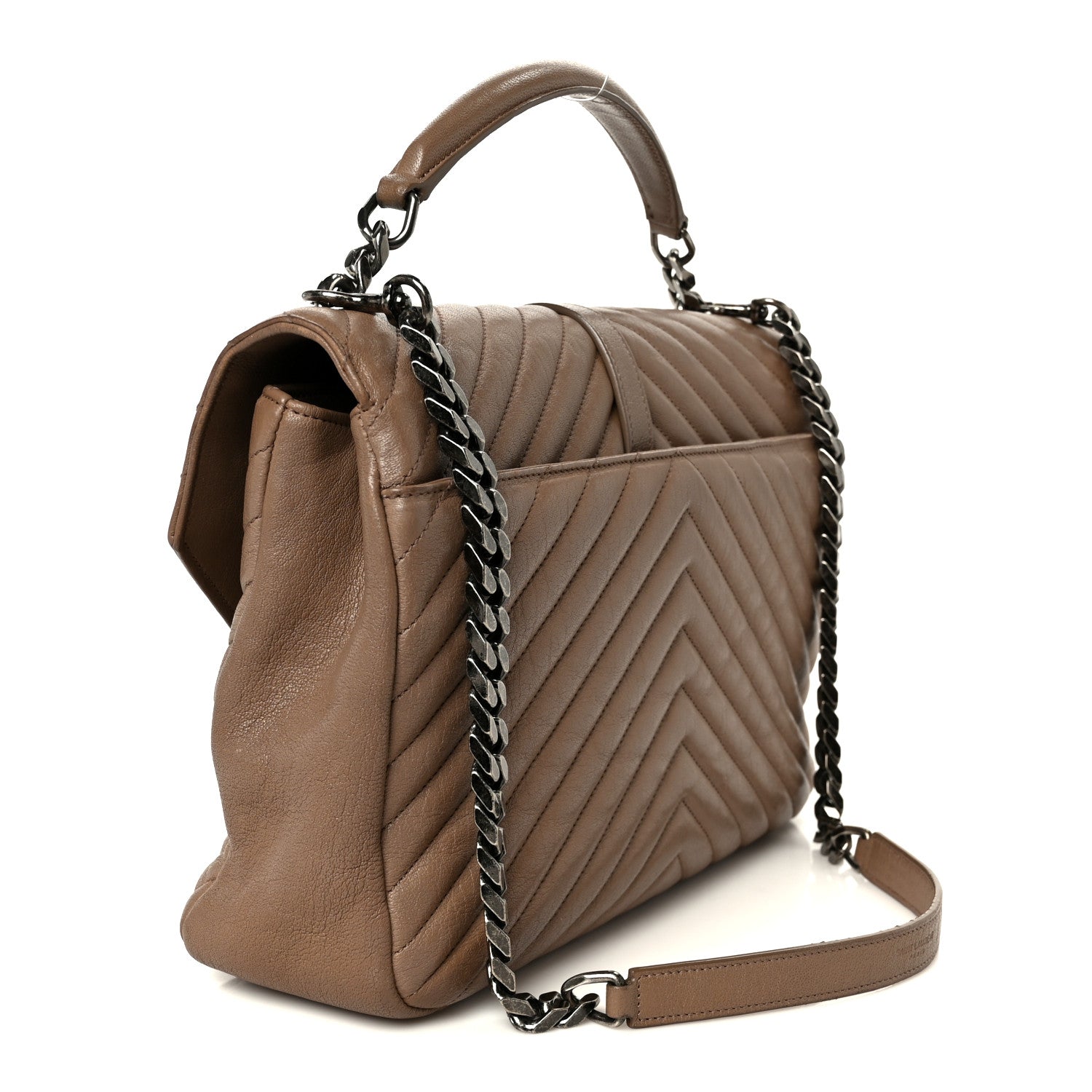 Saint Laurent Sheepskin Matelasse Chevron Monogram Large College Bag Fard 2 of 11
