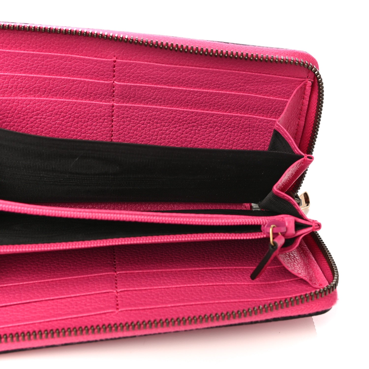 Gucci Grained Calfskin Logo Zip Around Wallet Box Pink Green 5 of 8