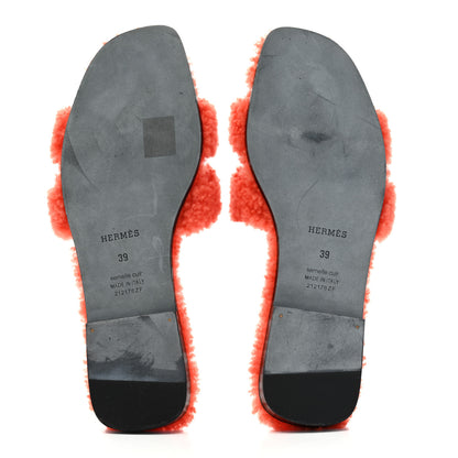 Hermes Woolskin Oran Sandals 39 Orange 5 of 8