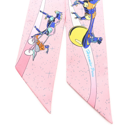 Hermes Silk Space Derby Twilly Rose Bleu Jaune 2 of 3