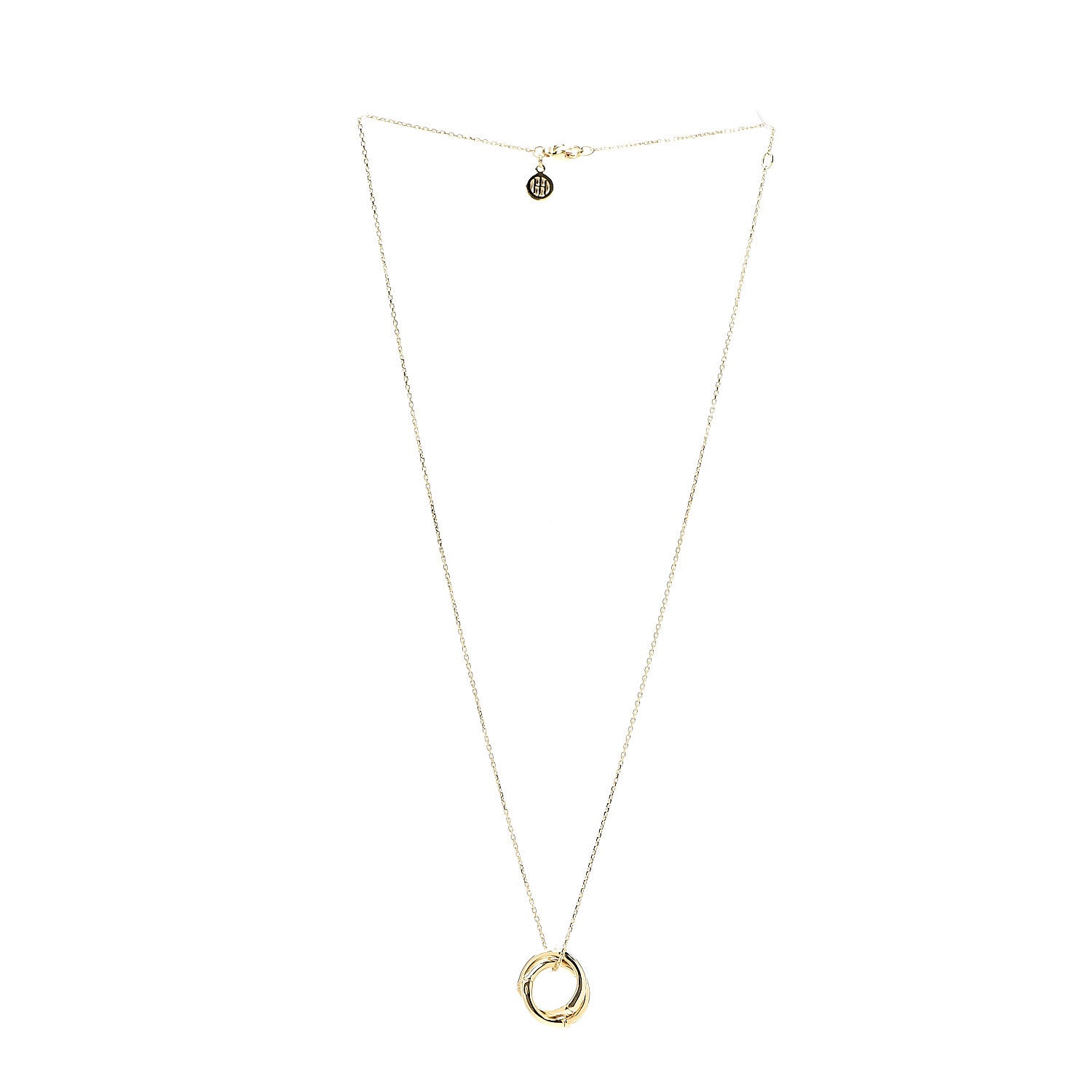 John Hardy 18K Yellow Gold Bamboo Interlocked Pendant Necklace 2 of 7