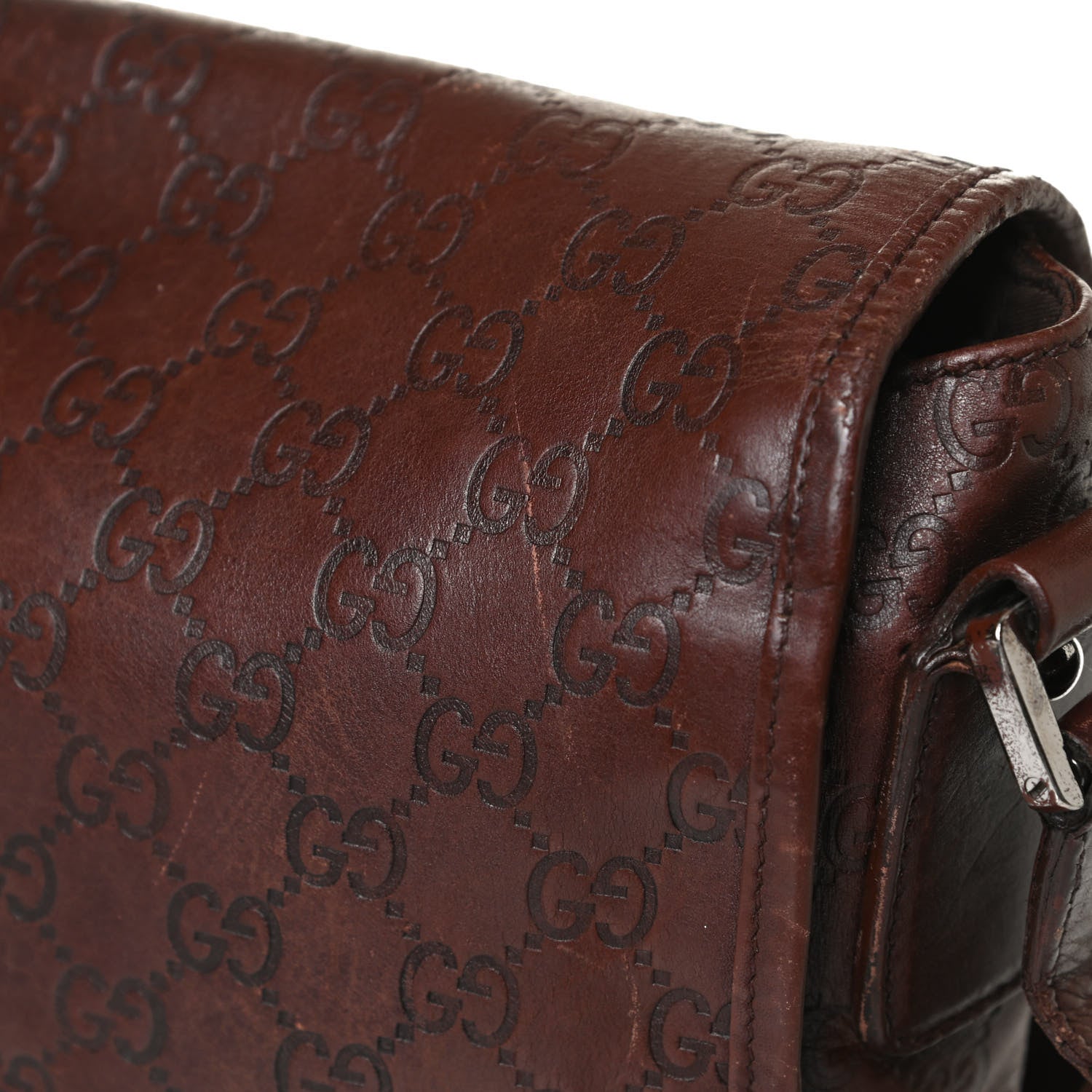 Gucci Guccissima Flap Messenger Bag Dark Brown 23 of 30