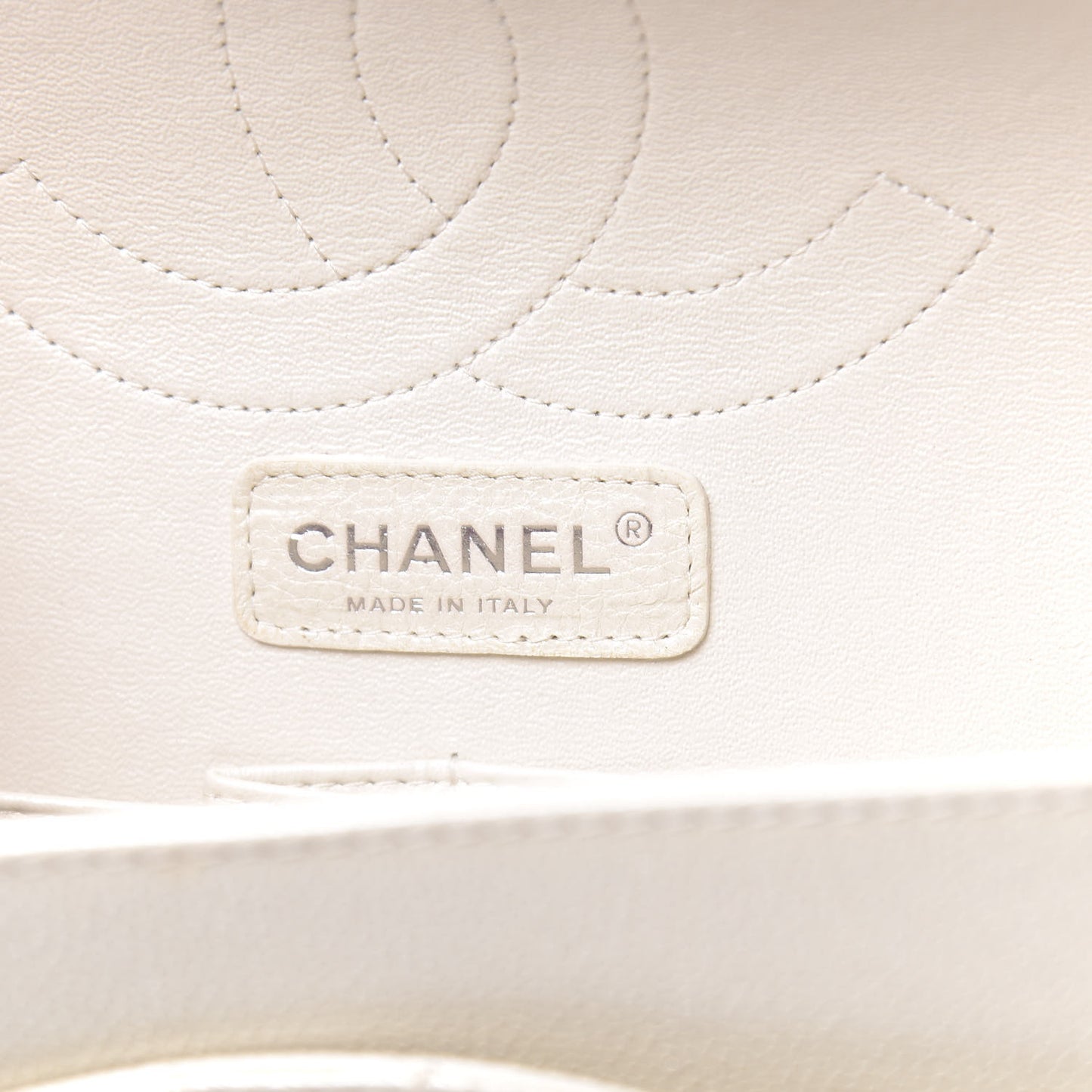 Pearly Caviar Quilted Jumbo Double Flap Dark White