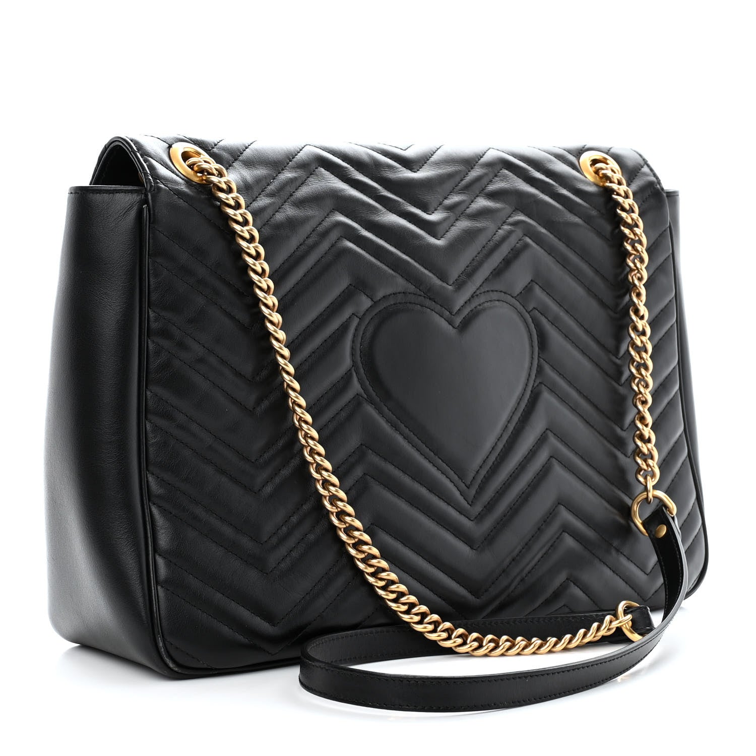 Gucci Calfskin Matelasse Large GG Marmont Shoulder Bag Black 3 of 11