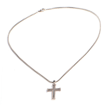 David Yurman Sterling Silver Chevron Cross Necklace 3 of 4