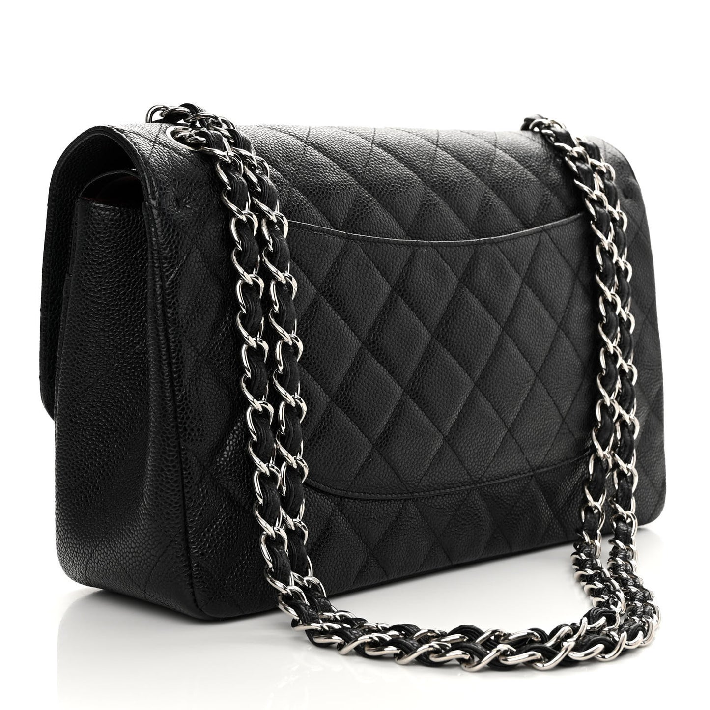 Caviar Quilted Jumbo Double Flap Black