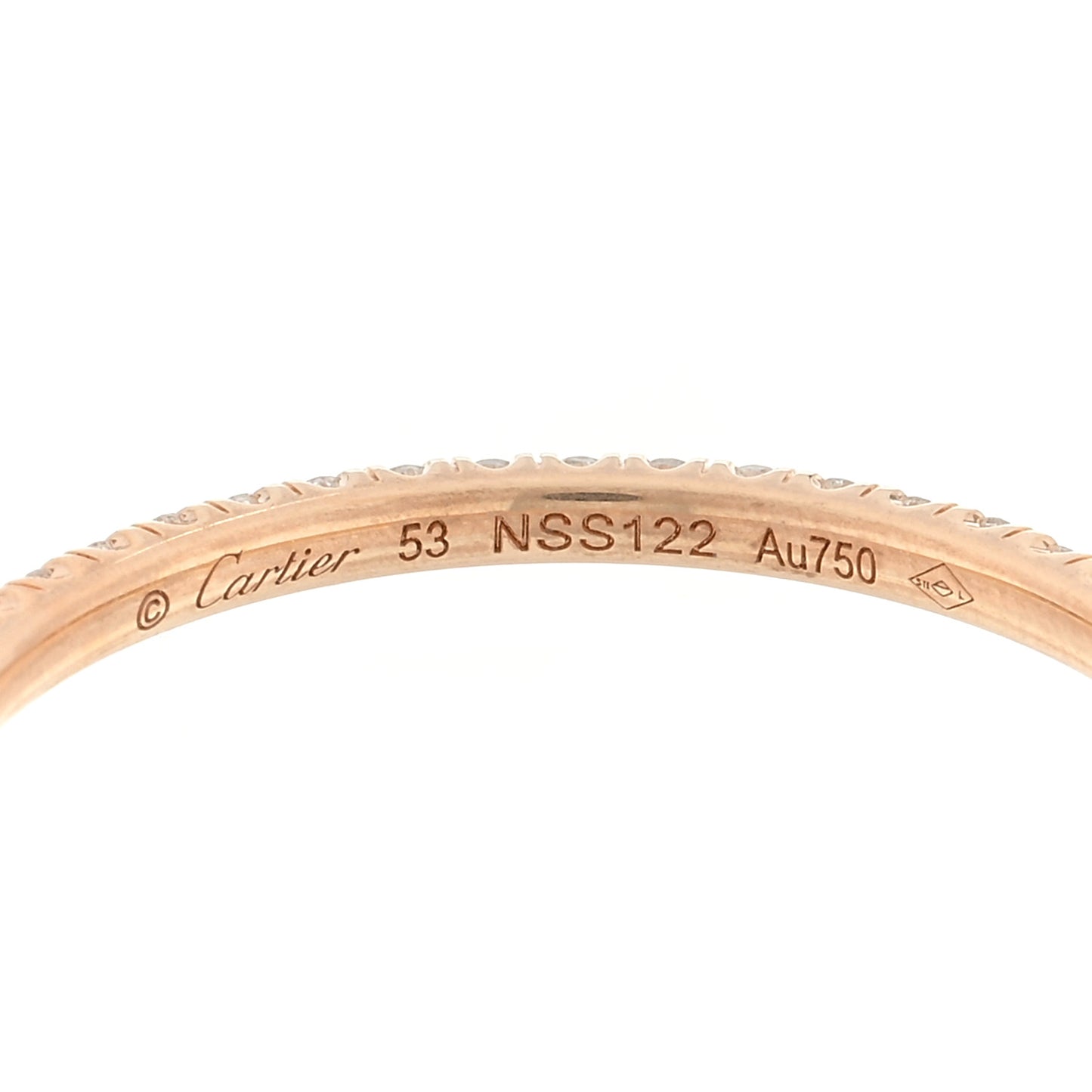 18K Pink Gold Diamond 1.5mm Etincelle de Cartier Wedding Band Ring 53 6.5