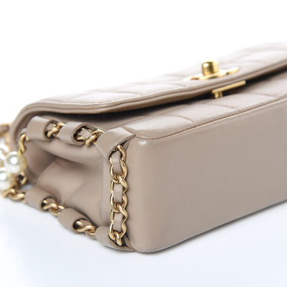 Chanel Lambskin Extra Mini Chocolate Bar Pearl Chain Flap Beige 8 of 14