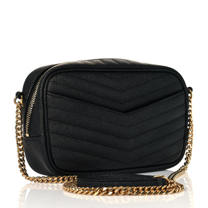 Saint Laurent Grain De Poudre Matelasse Monogram Mini Lou Camera Bag Black 3 of 13