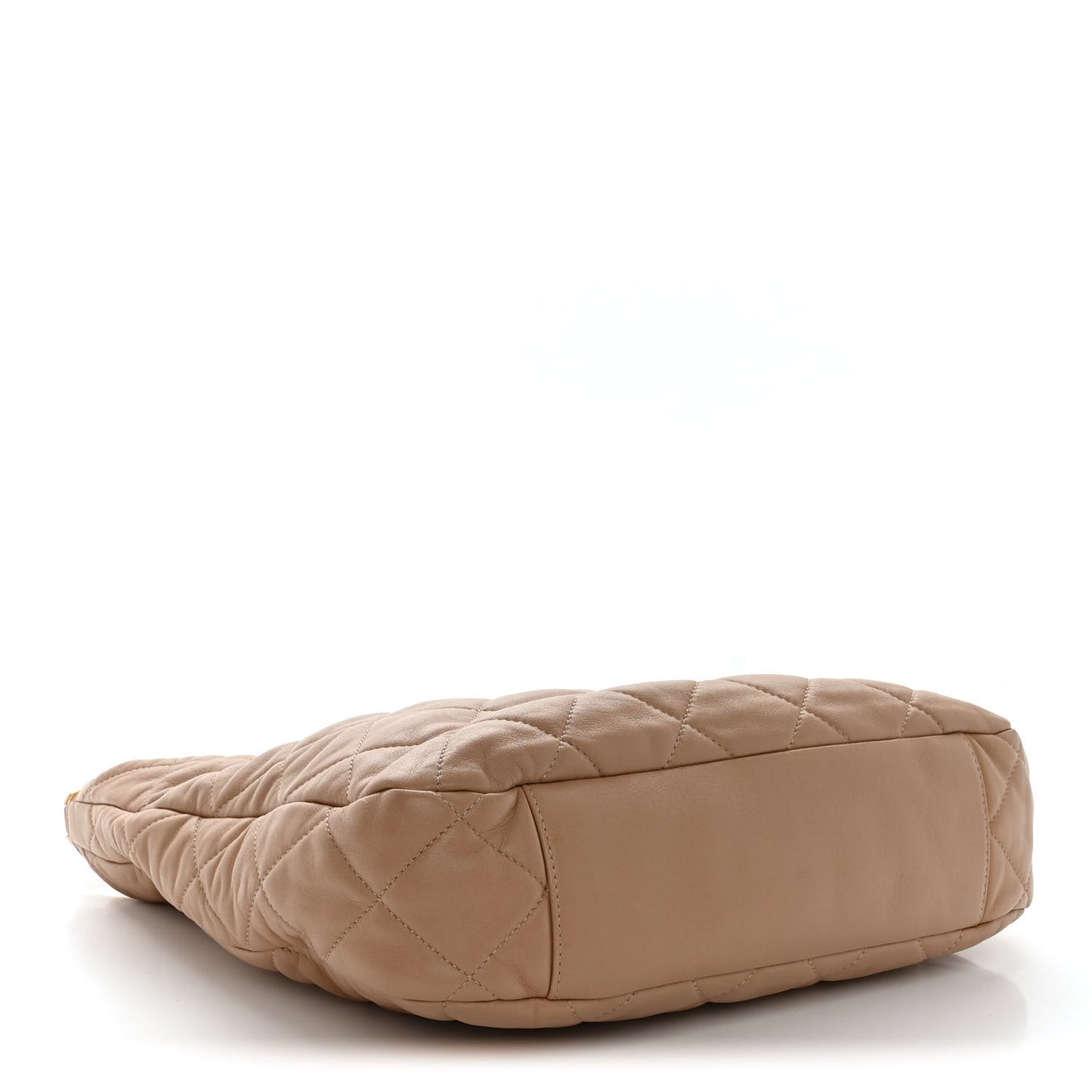 Lambskin Quilted Large CC Funky Town Hobo Beige