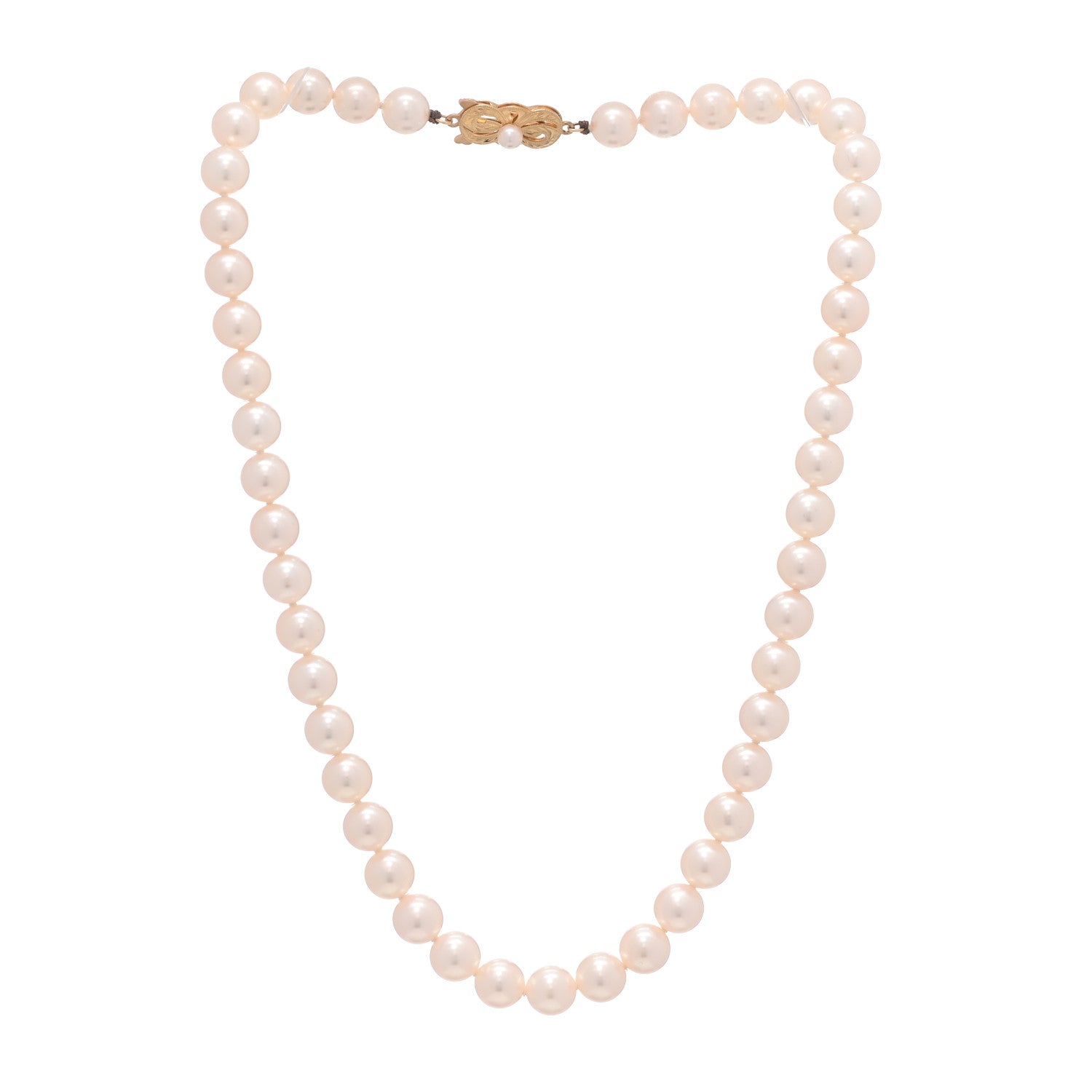 Mikimoto 18K Yellow Gold Akoya Cultured Pearl 7.5-8mm Strand Necklace 3 of 5