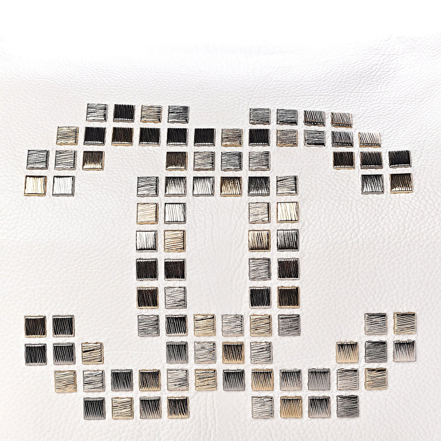 Grained Calfskin Metal Mosaic Flap White