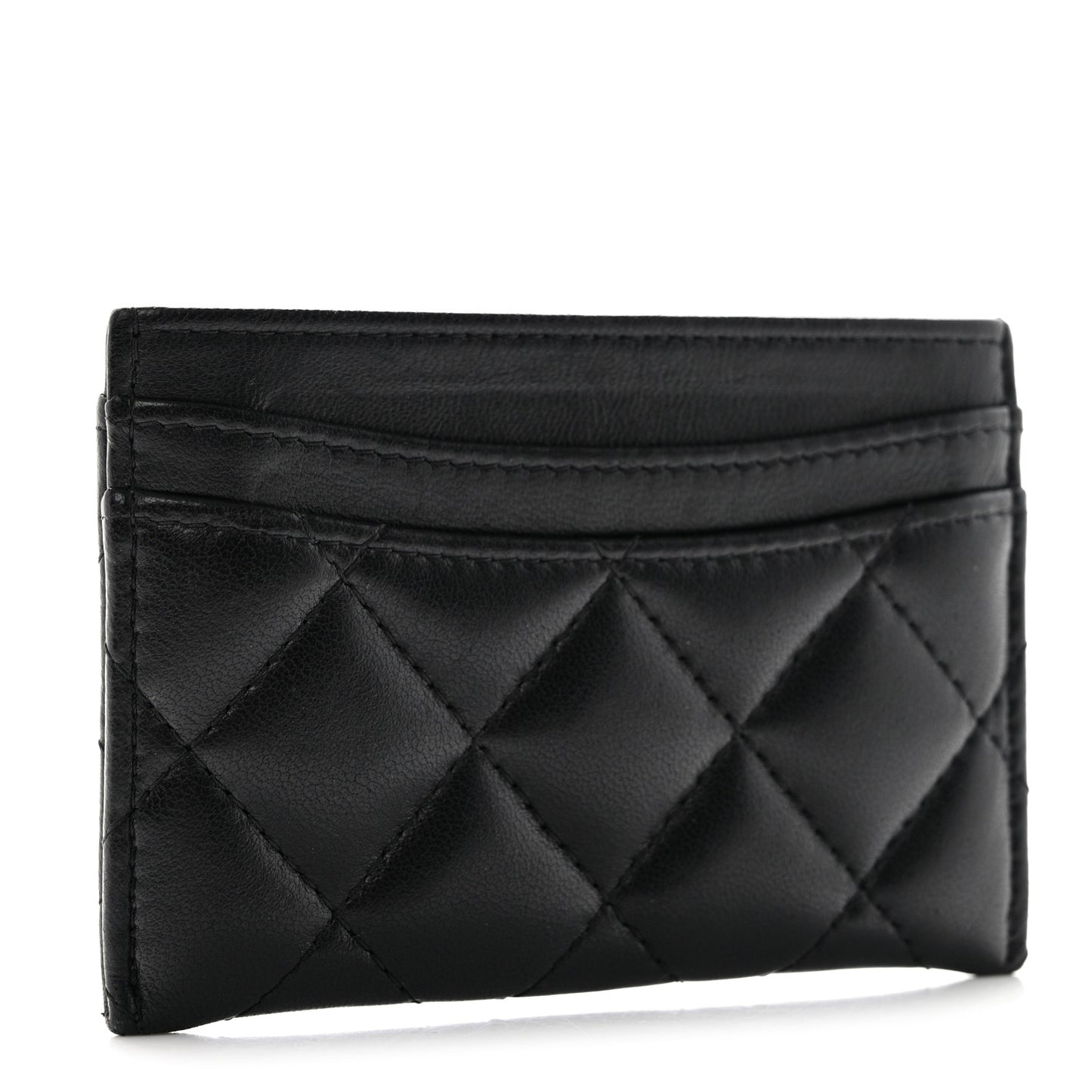 Lambskin Quilted Card Holder Black