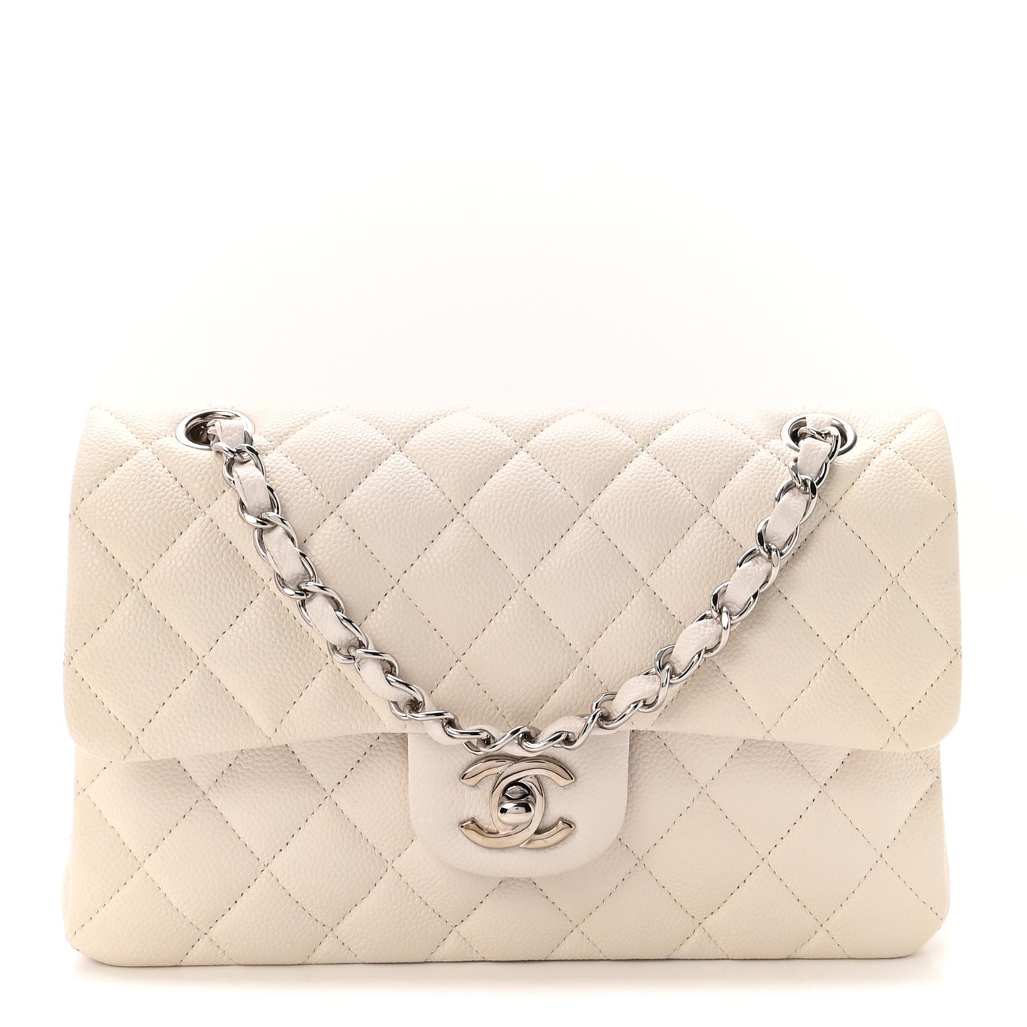 Caviar Quilted Small Double Flap White