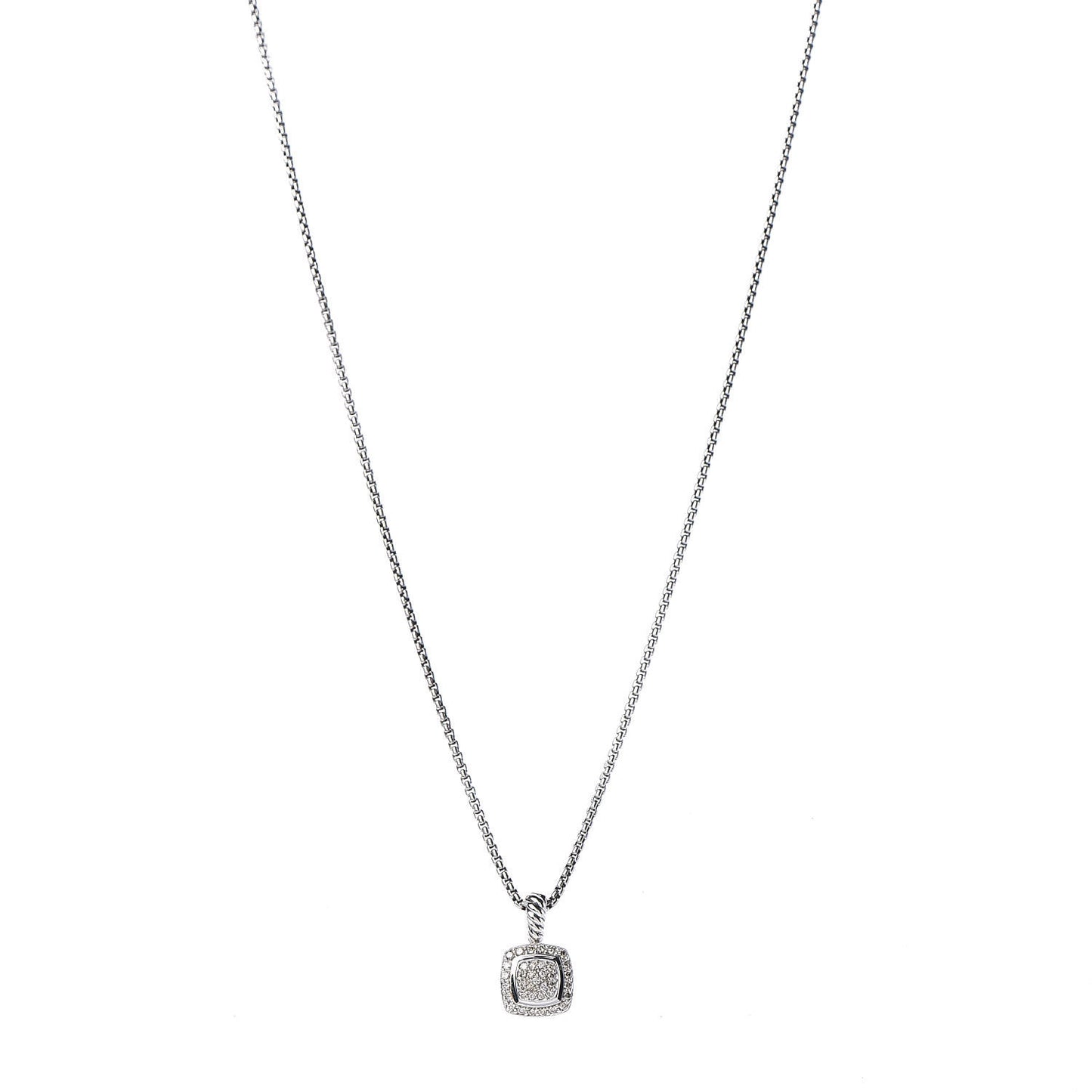 Sterling Silver Diamond Pave 7mm Petite Albion Pendant Necklace