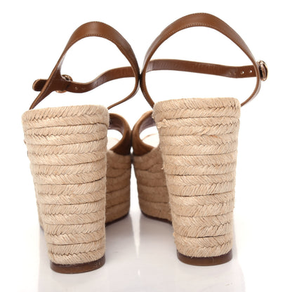 Valentino Garavani Suede Calfskin Tropical Bow Espadrille Platform Wedge Sandals 42 Brown 7 of 10