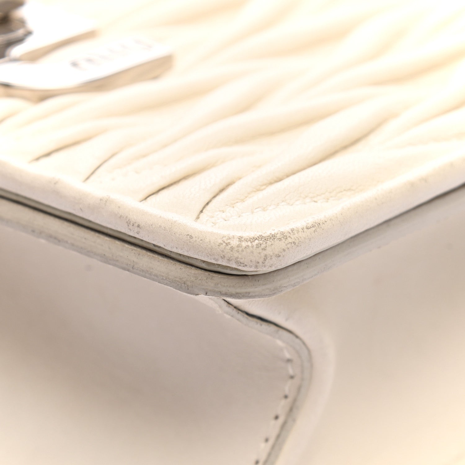 Miu Miu Nappa Matelasse Crystal Embellished Shoulder Bag White 7 of 13