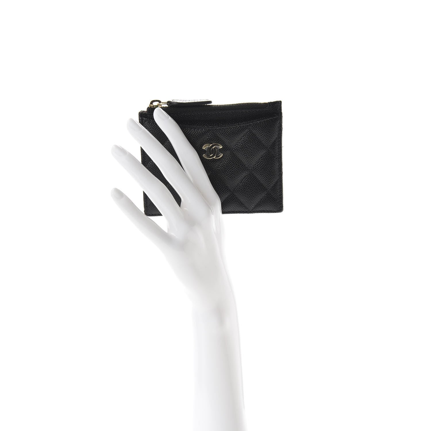 Chanel Caviar Quilted CC Zip Card Holder Black 2 of 8