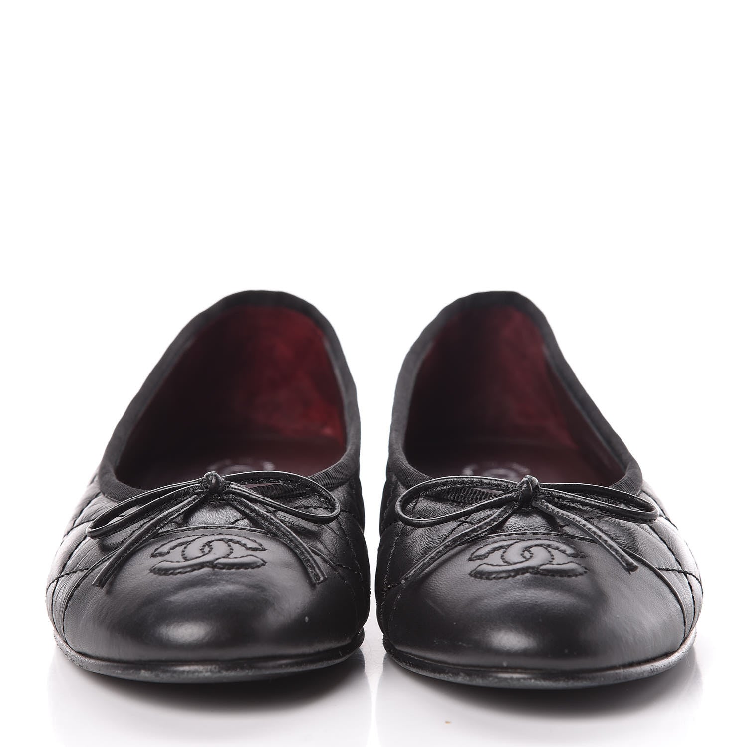 Chanel Aged Calfskin Quilted CC Cap Toe Ballerina Flats 36.5 Black 2 of 14