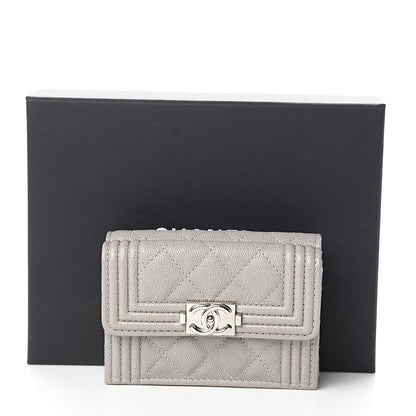 Chanel Iridescent Caviar Quilted Small Boy Flap Wallet Grey 8 of 8