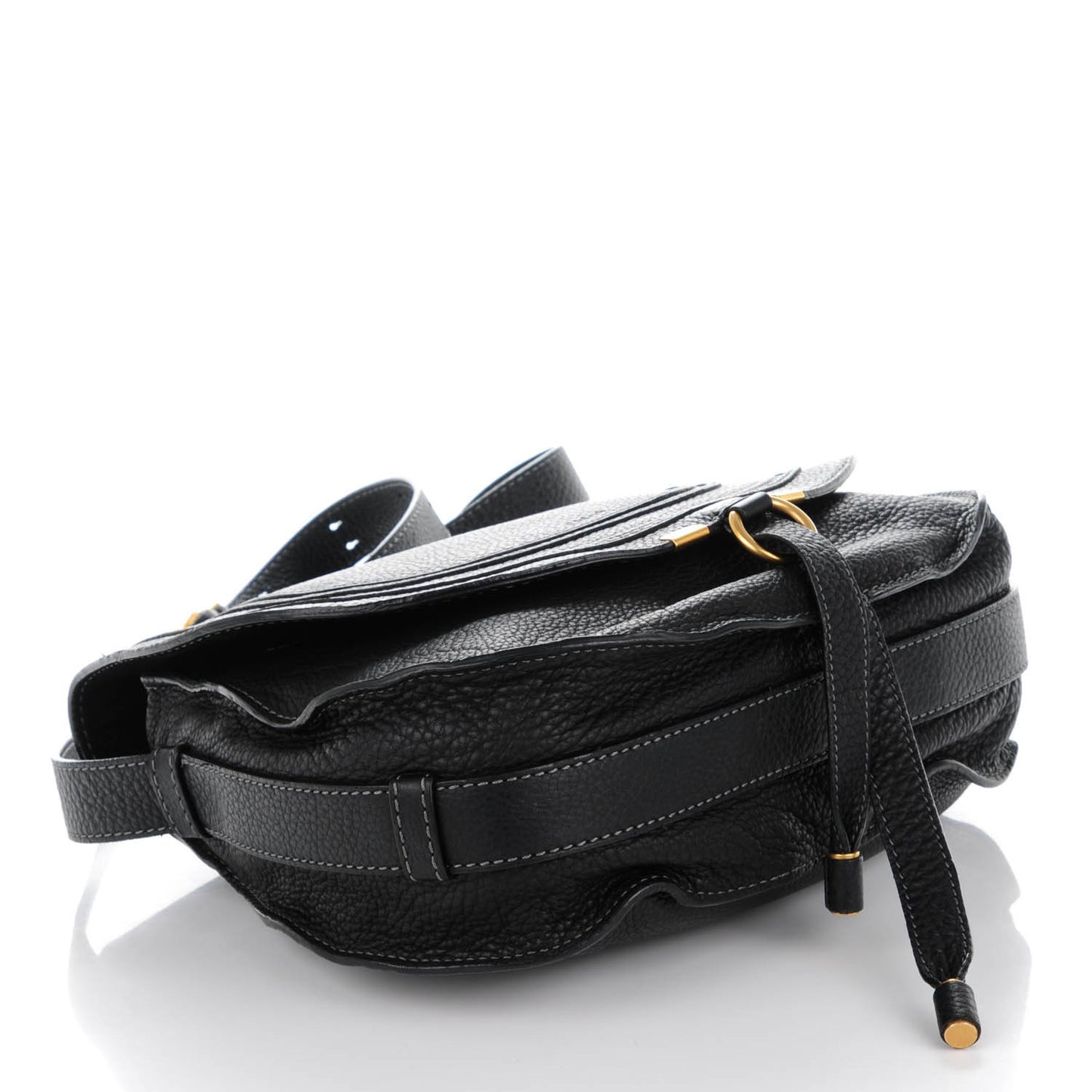 Calfskin Medium Marcie Round Crossbody Bag Black
