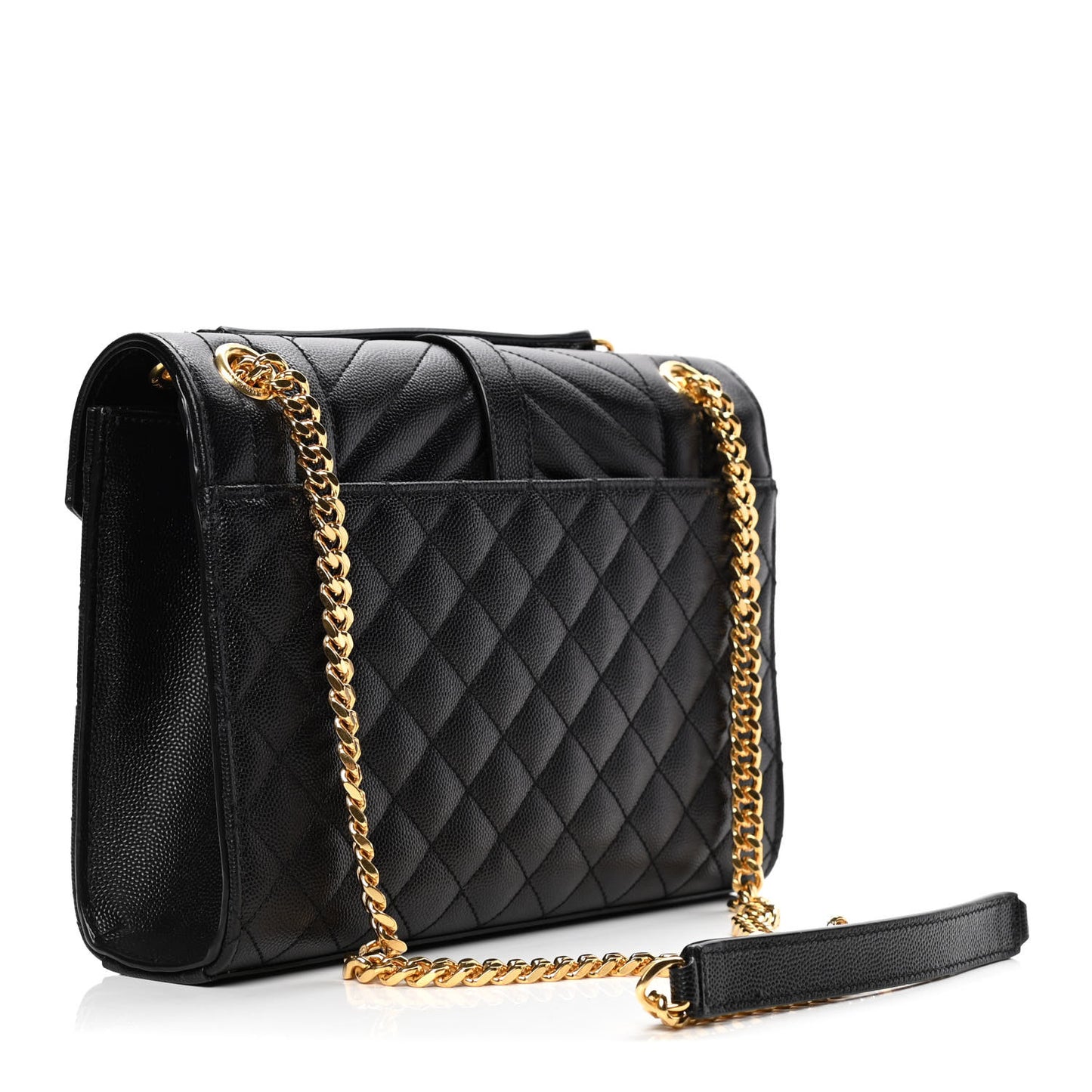 Grain De Poudre Textured Mixed Matelasse Triquilt Small Monogram Satchel Black