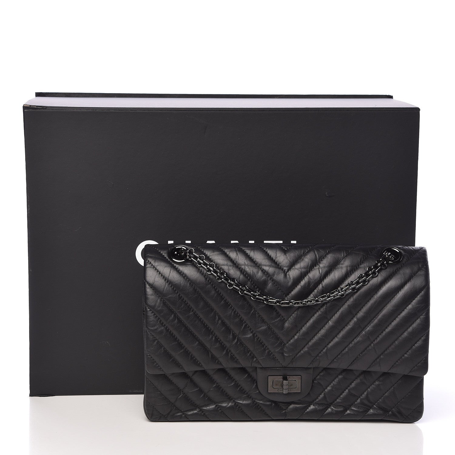 Chanel Aged Calfskin Chevron Quilted 2.55 Reissue 226 So Black 11 of 11