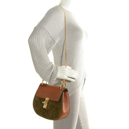 Chloe Suede Smooth Calfskin Drew Shoulder Bag Caramel 2 of 8