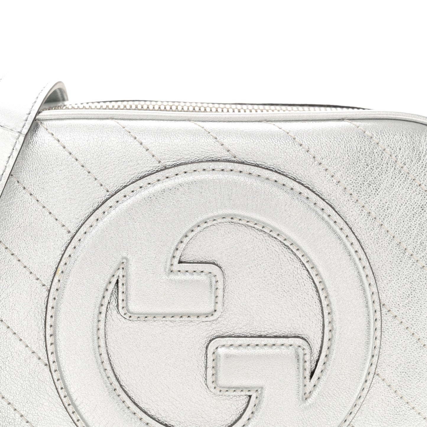 Metallic Sakai Be Green Calfskin Diagonal Stitched Small Blondie Shoulder Bag Silver