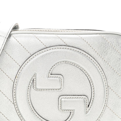 Gucci Metallic Sakai Be Green Calfskin Diagonal Stitched Small Blondie Shoulder Bag Silver 8 of 10