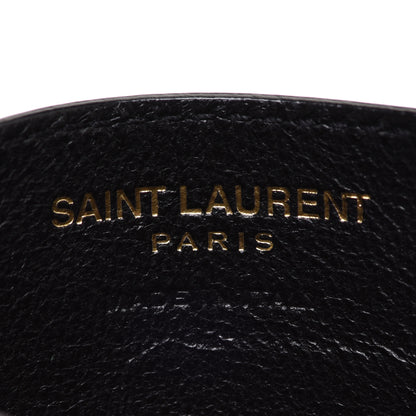 Saint Laurent Grain De Poudre Matelasse Chevron Monogram Credit Card Case Black 6 of 8
